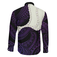 Purple Galaxy Polynesia Tribal Octopus Tattoo Family Matching Short Sleeve Bodycon Dress and Hawaiian Shirt Pikake Lei Polynesian Pattern LT14 - Polynesian Pride
