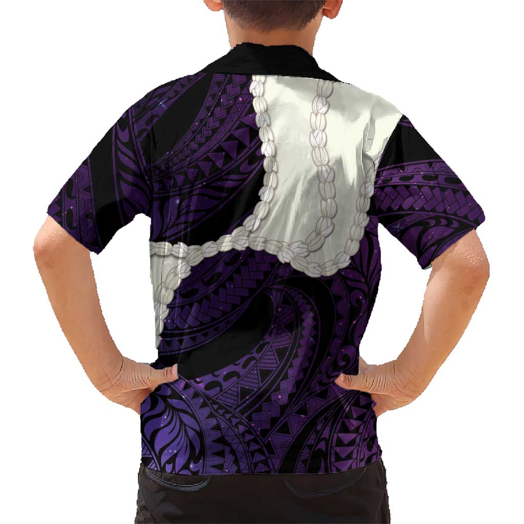 Purple Galaxy Polynesia Tribal Octopus Tattoo Family Matching Summer Maxi Dress and Hawaiian Shirt Pikake Lei Polynesian Pattern