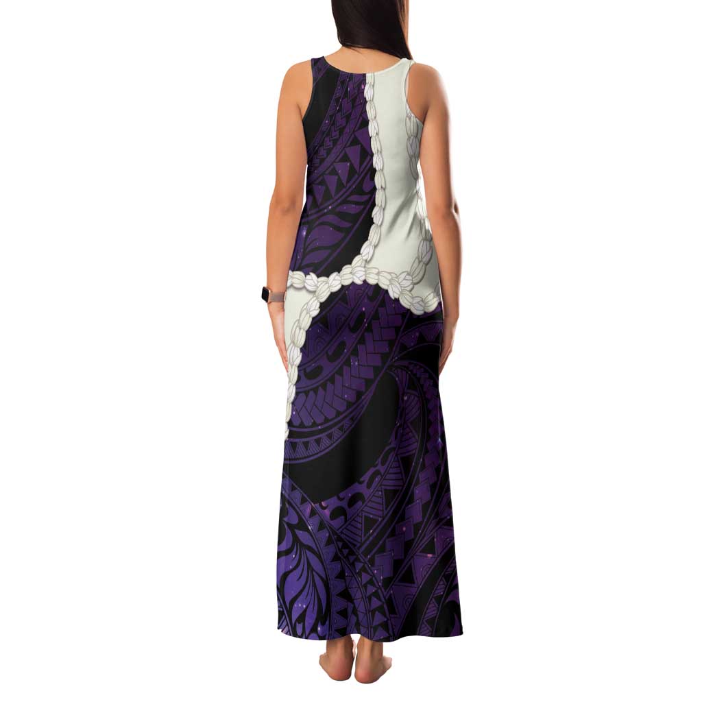 Purple Galaxy Polynesia Tribal Octopus Tattoo Family Matching Tank Maxi Dress and Hawaiian Shirt Pikake Lei Polynesian Pattern