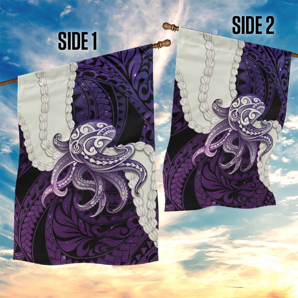 Purple Galaxy Polynesia Tribal Octopus Tattoo Garden Flag Pikake Lei Polynesian Pattern