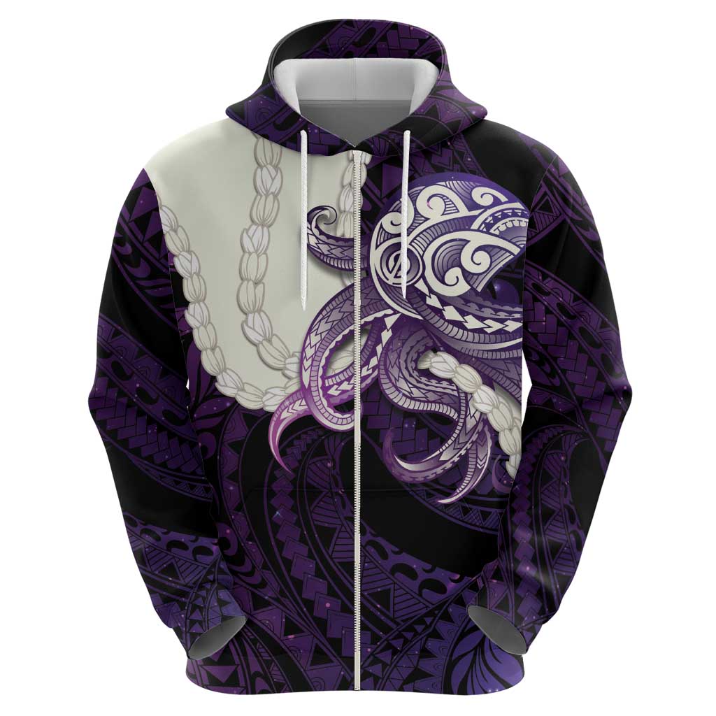 Purple Galaxy Polynesia Tribal Octopus Tattoo Hoodie Pikake Lei Polynesian Pattern