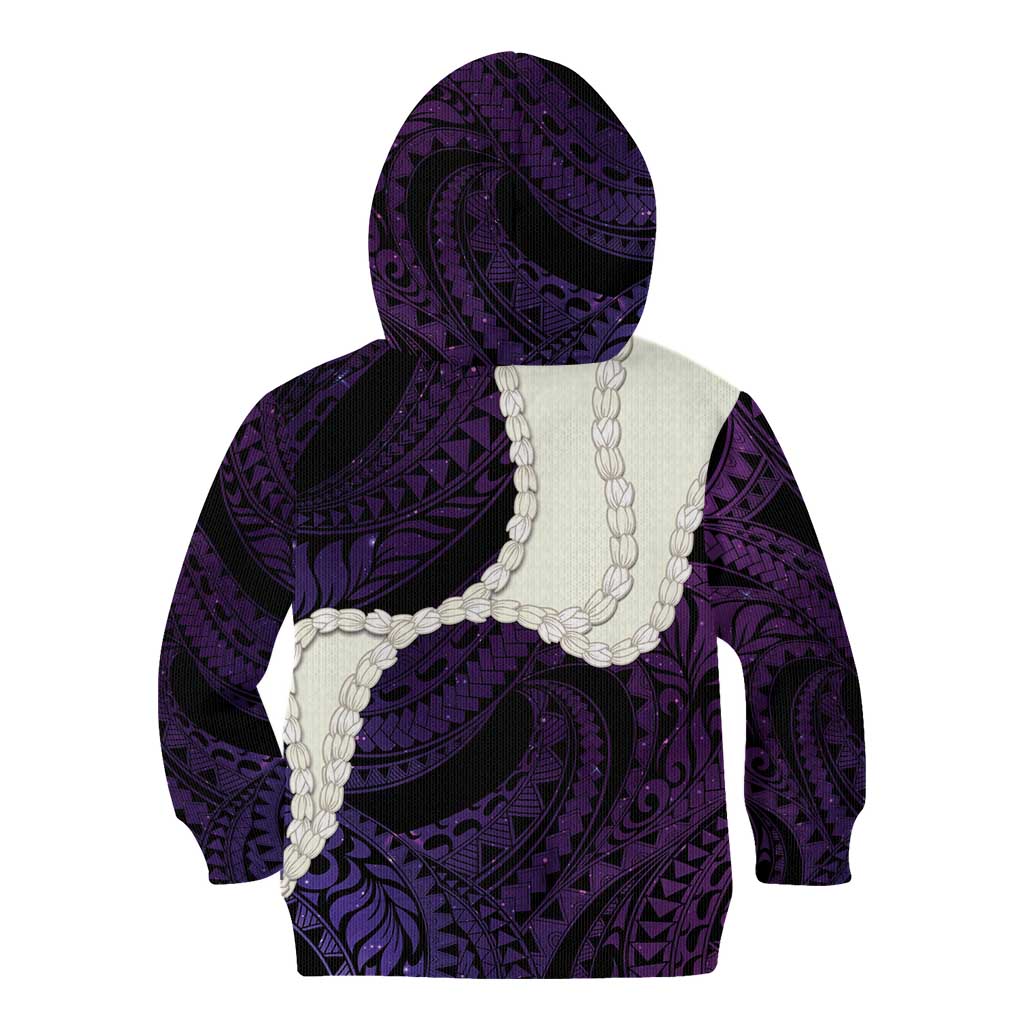 Purple Galaxy Polynesia Tribal Octopus Tattoo Kid Hoodie Pikake Lei Polynesian Pattern