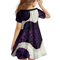 Purple Galaxy Polynesia Tribal Octopus Tattoo Kid Short Sleeve Dress Pikake Lei Polynesian Pattern