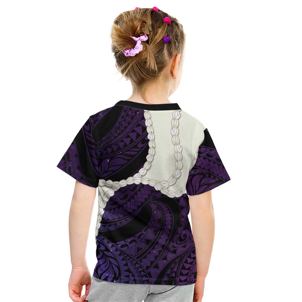 Purple Galaxy Polynesia Tribal Octopus Tattoo Kid T Shirt Pikake Lei Polynesian Pattern