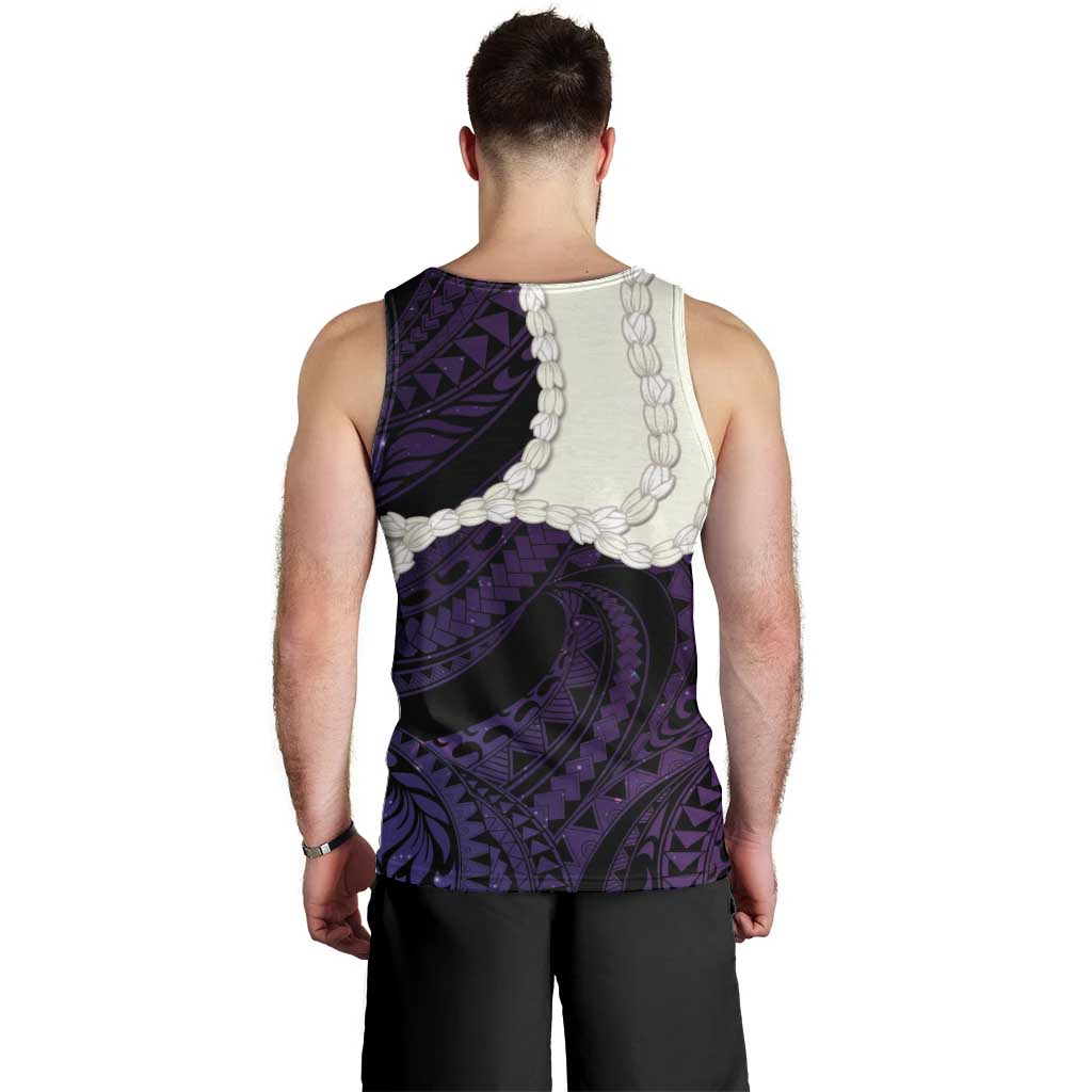Purple Galaxy Polynesia Tribal Octopus Tattoo Men Tank Top Pikake Lei Polynesian Pattern