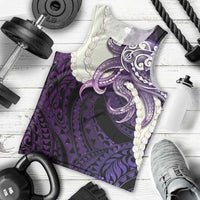 Purple Galaxy Polynesia Tribal Octopus Tattoo Men Tank Top Pikake Lei Polynesian Pattern