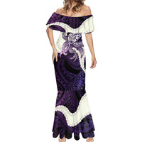 Purple Galaxy Polynesia Tribal Octopus Tattoo Mermaid Dress Pikake Lei Polynesian Pattern