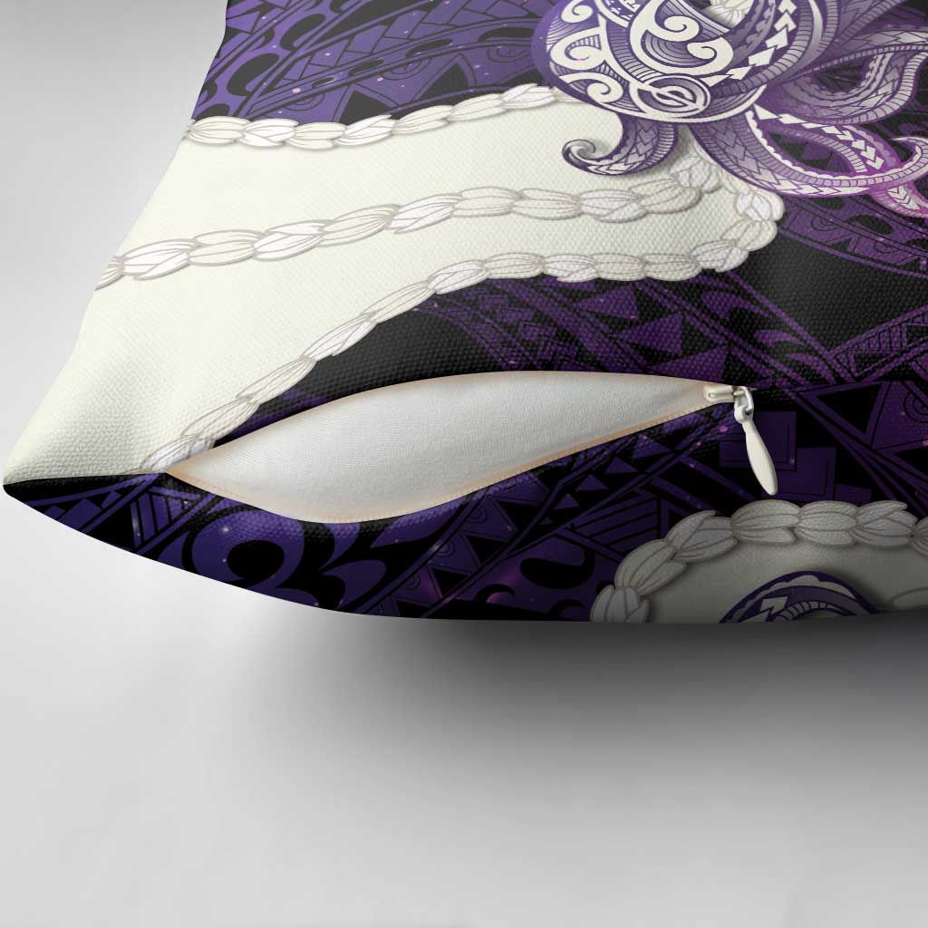 Purple Galaxy Polynesia Tribal Octopus Tattoo Pillow Cover Pikake Lei Polynesian Pattern