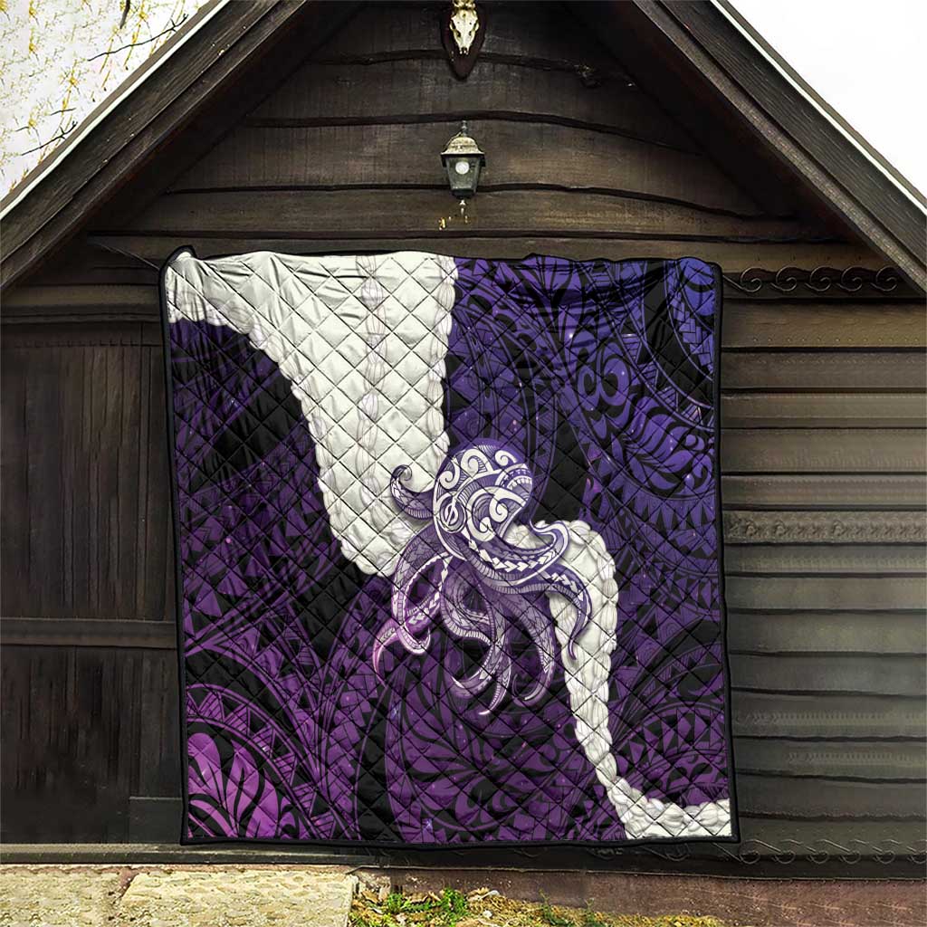Purple Galaxy Polynesia Tribal Octopus Tattoo Quilt Pikake Lei Polynesian Pattern