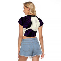 Purple Galaxy Polynesia Tribal Octopus Tattoo Raglan Cropped T Shirt Pikake Lei Polynesian Pattern