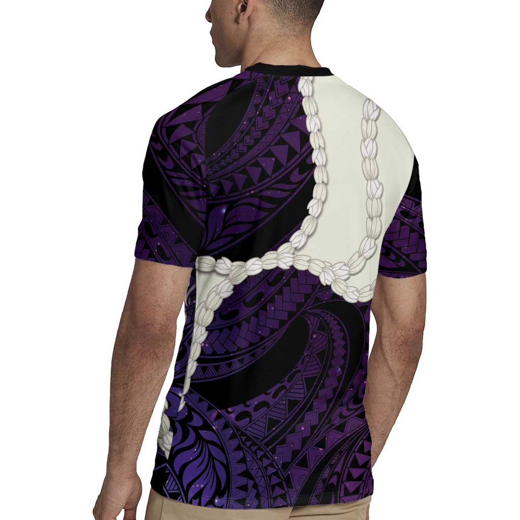 Purple Galaxy Polynesia Tribal Octopus Tattoo Rugby Jersey Pikake Lei Polynesian Pattern