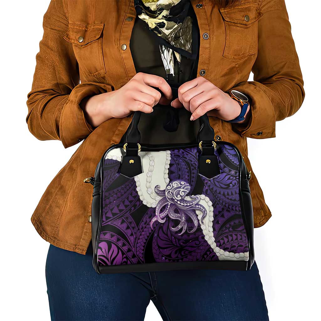 Purple Galaxy Polynesia Tribal Octopus Tattoo Shoulder Handbag Pikake Lei Polynesian Pattern