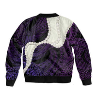 Purple Galaxy Polynesia Tribal Octopus Tattoo Sleeve Zip Bomber Jacket Pikake Lei Polynesian Pattern