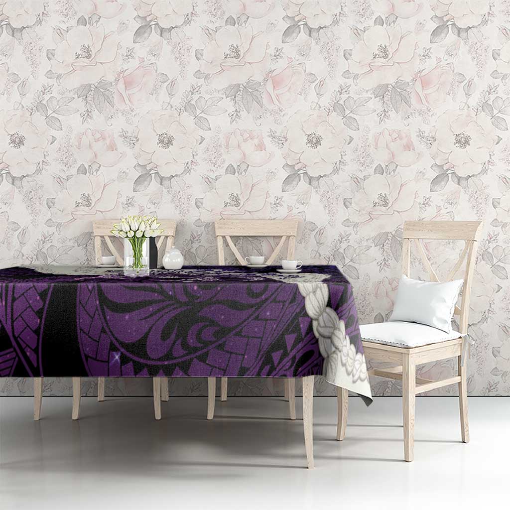 Purple Galaxy Polynesia Tribal Octopus Tattoo Tablecloth Pikake Lei Polynesian Pattern