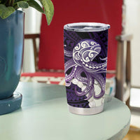 Purple Galaxy Polynesia Tribal Octopus Tattoo Tumbler Cup Pikake Lei Polynesian Pattern