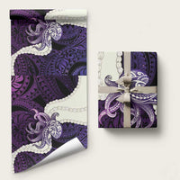 Purple Galaxy Polynesia Tribal Octopus Tattoo Wrapping Paper Pikake Lei Polynesian Pattern