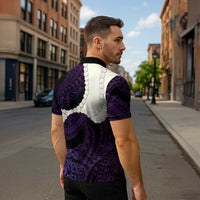 Purple Galaxy Polynesia Tribal Octopus Tattoo Zipper Polo Shirt Pikake Lei Polynesian Pattern