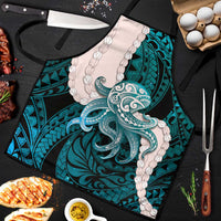 Teal Galaxy Polynesia Tribal Octopus Tattoo Apron Pikake Lei Polynesian Pattern