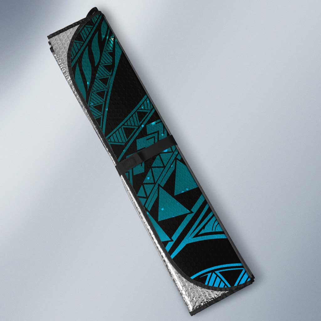 Teal Galaxy Polynesia Tribal Octopus Tattoo Auto Sun Shade Pikake Lei Polynesian Pattern