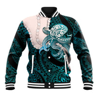 Teal Galaxy Polynesia Tribal Octopus Tattoo Baseball Jacket Pikake Lei Polynesian Pattern