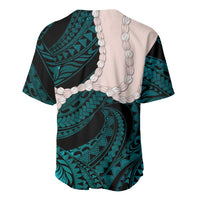 Teal Galaxy Polynesia Tribal Octopus Tattoo Baseball Jersey Pikake Lei Polynesian Pattern