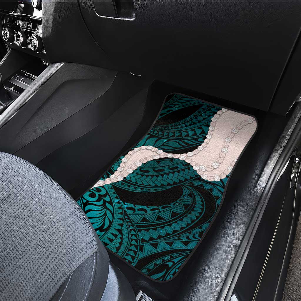 Teal Galaxy Polynesia Tribal Octopus Tattoo Car Mats Pikake Lei Polynesian Pattern