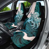 Teal Galaxy Polynesia Tribal Octopus Tattoo Car Seat Cover Pikake Lei Polynesian Pattern