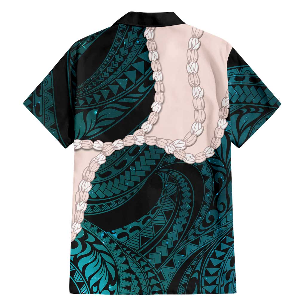 Teal Galaxy Polynesia Tribal Octopus Tattoo Family Matching Tank Maxi Dress and Hawaiian Shirt Pikake Lei Polynesian Pattern