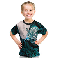Teal Galaxy Polynesia Tribal Octopus Tattoo Kid T Shirt Pikake Lei Polynesian Pattern