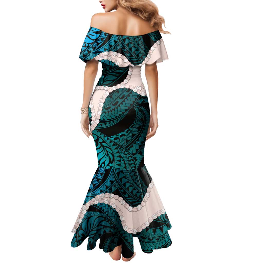 Teal Galaxy Polynesia Tribal Octopus Tattoo Mermaid Dress Pikake Lei Polynesian Pattern