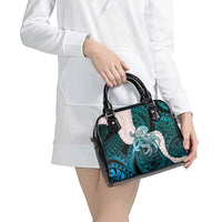 Teal Galaxy Polynesia Tribal Octopus Tattoo Shoulder Handbag Pikake Lei Polynesian Pattern