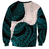 Teal Galaxy Polynesia Tribal Octopus Tattoo Sweatshirt Pikake Lei Polynesian Pattern