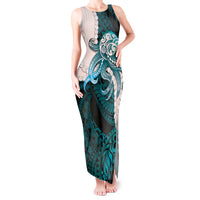 Teal Galaxy Polynesia Tribal Octopus Tattoo Tank Maxi Dress Pikake Lei Polynesian Pattern