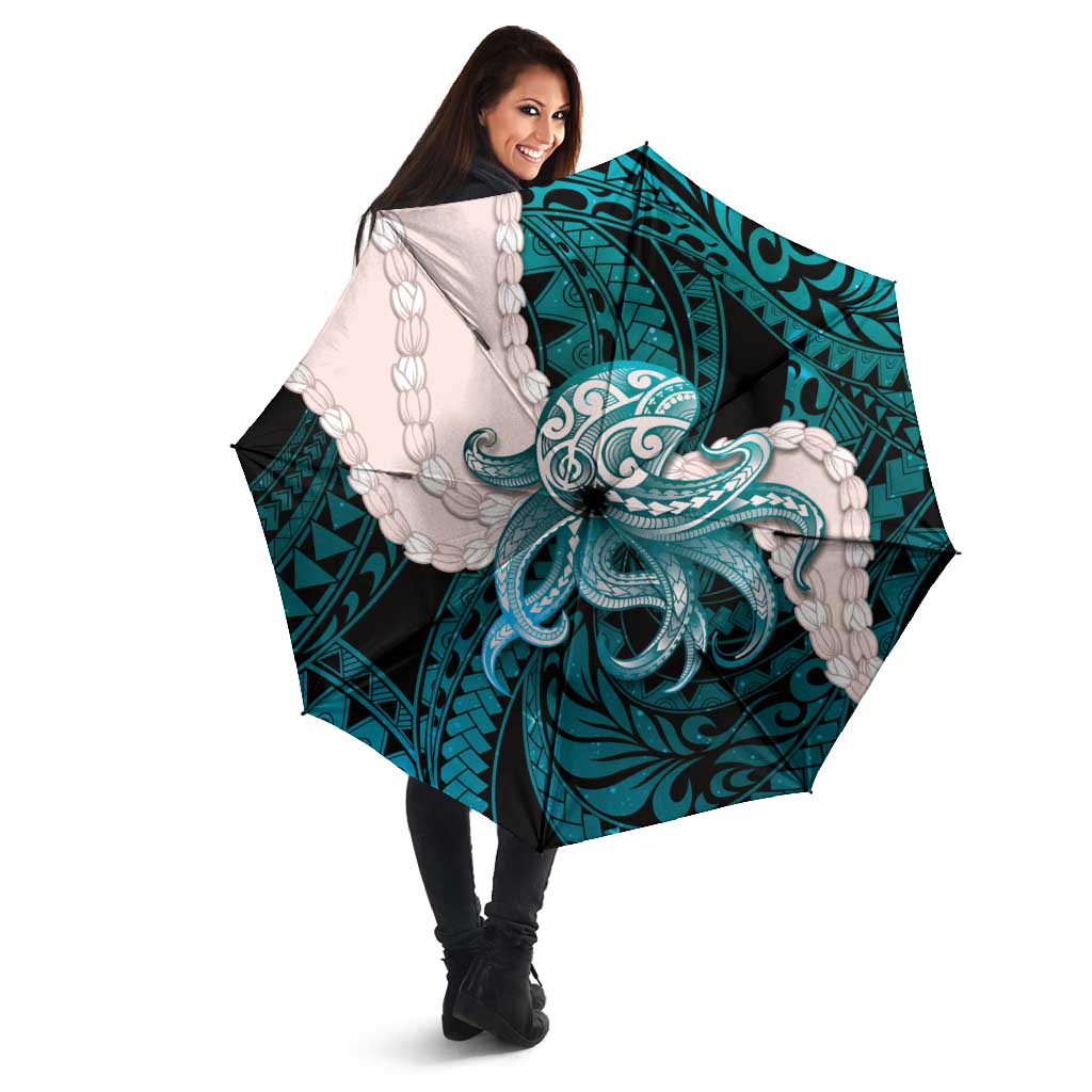 Teal Galaxy Polynesia Tribal Octopus Tattoo Umbrella Pikake Lei Polynesian Pattern