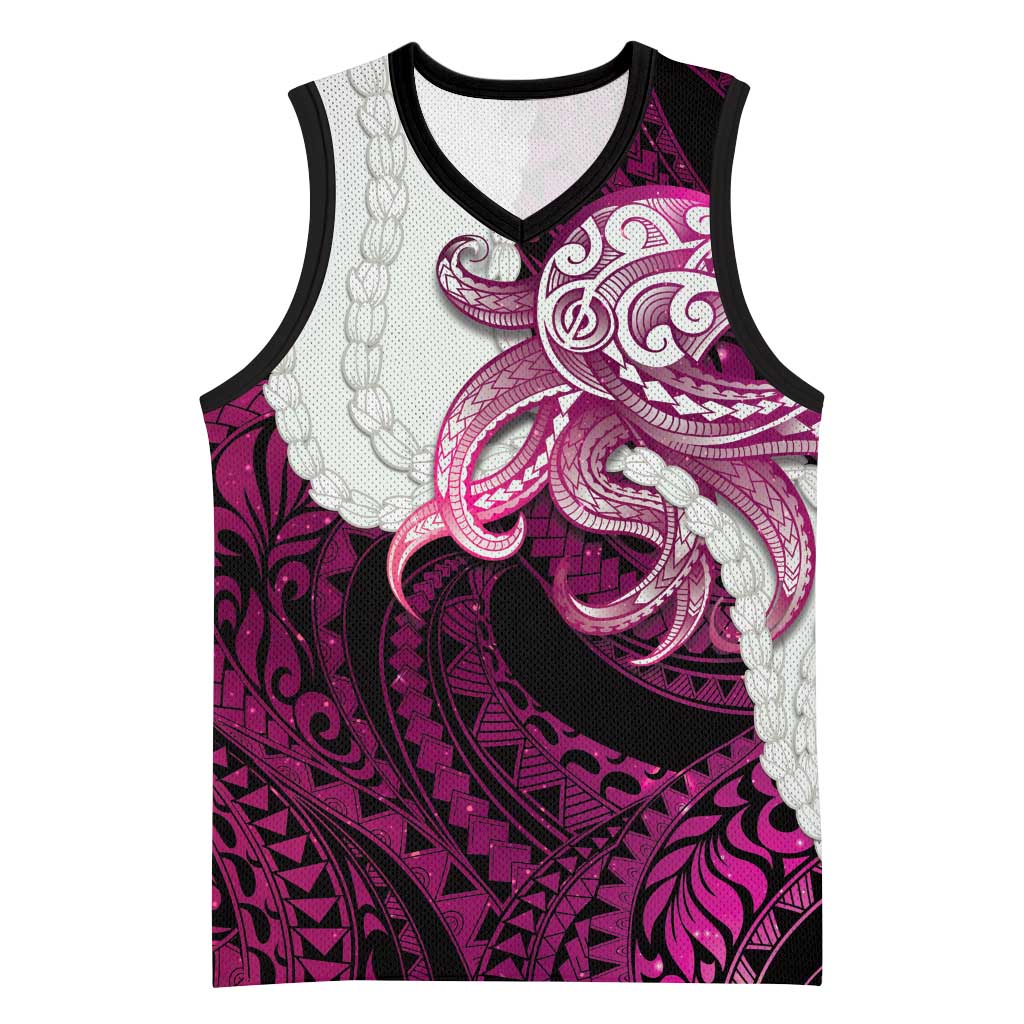 Pink Galaxy Polynesia Tribal Octopus Tattoo Basketball Jersey Pikake Lei Polynesian Pattern
