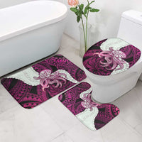 Pink Galaxy Polynesia Tribal Octopus Tattoo Bathroom Set Pikake Lei Polynesian Pattern