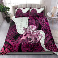 Pink Galaxy Polynesia Tribal Octopus Tattoo Bedding Set Pikake Lei Polynesian Pattern