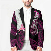 Pink Galaxy Polynesia Tribal Octopus Tattoo Blazer Pikake Lei Polynesian Pattern