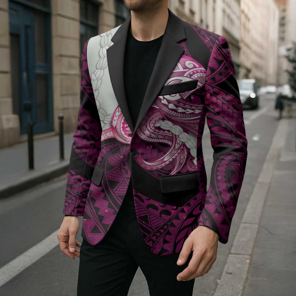 Pink Galaxy Polynesia Tribal Octopus Tattoo Blazer Pikake Lei Polynesian Pattern