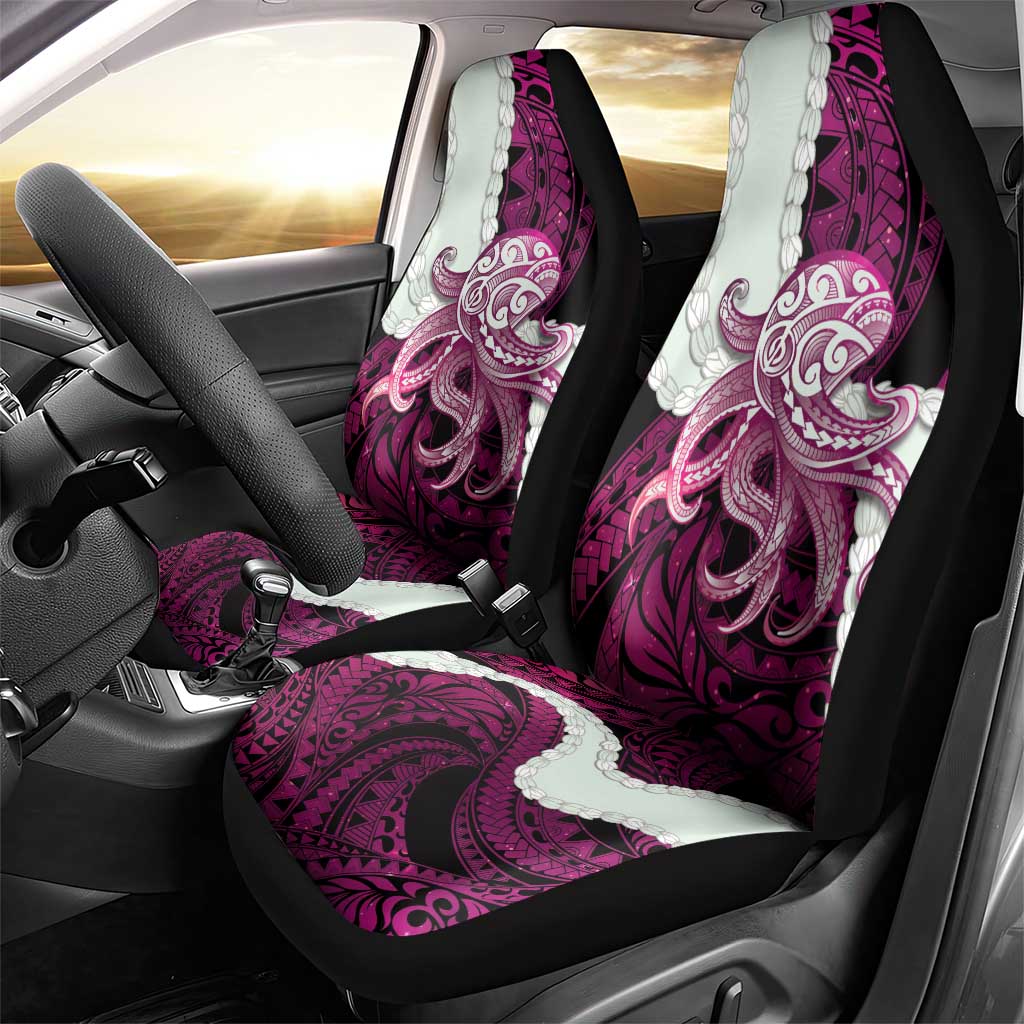 Pink Galaxy Polynesia Tribal Octopus Tattoo Car Seat Cover Pikake Lei Polynesian Pattern