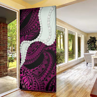 Pink Galaxy Polynesia Tribal Octopus Tattoo Door Cover Pikake Lei Polynesian Pattern