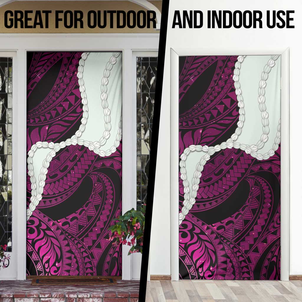 Pink Galaxy Polynesia Tribal Octopus Tattoo Door Cover Pikake Lei Polynesian Pattern