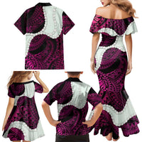 Pink Galaxy Polynesia Tribal Octopus Tattoo Family Matching Mermaid Dress and Hawaiian Shirt Pikake Lei Polynesian Pattern