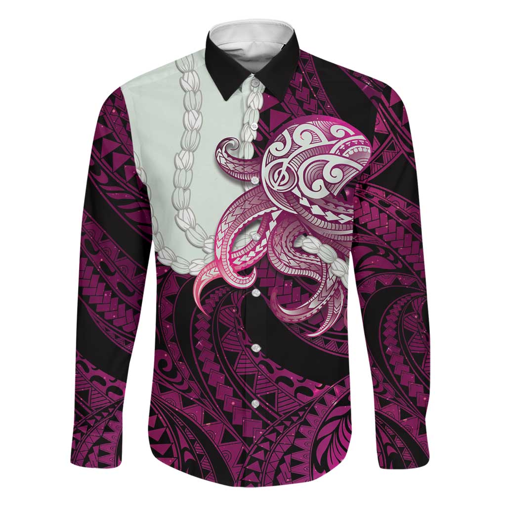 Pink Galaxy Polynesia Tribal Octopus Tattoo Family Matching Mermaid Dress and Hawaiian Shirt Pikake Lei Polynesian Pattern