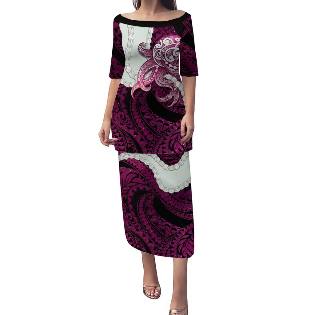 Pink Galaxy Polynesia Tribal Octopus Tattoo Family Matching Puletasi and Hawaiian Shirt Pikake Lei Polynesian Pattern