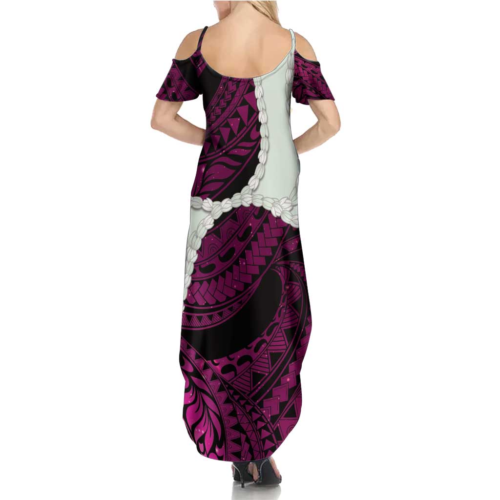 Pink Galaxy Polynesia Tribal Octopus Tattoo Family Matching Summer Maxi Dress and Hawaiian Shirt Pikake Lei Polynesian Pattern