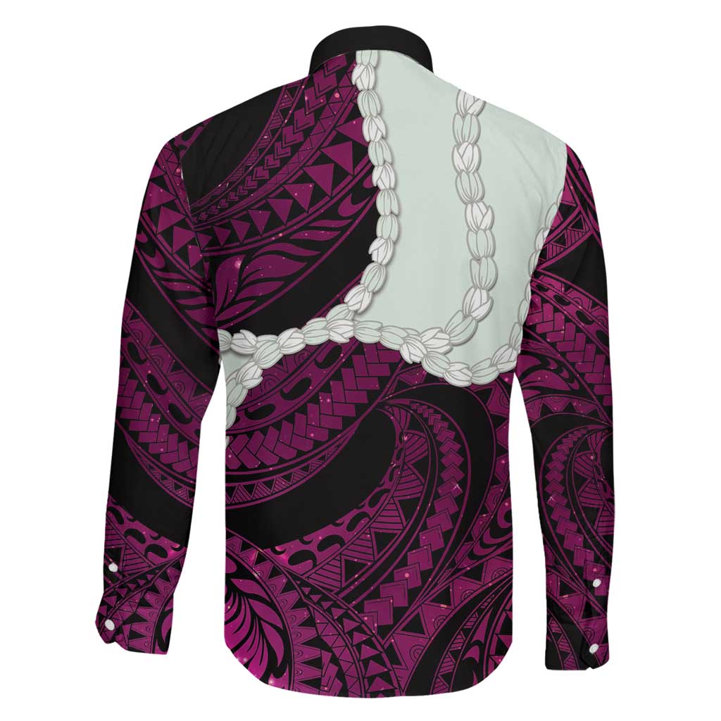 Pink Galaxy Polynesia Tribal Octopus Tattoo Family Matching Tank Maxi Dress and Hawaiian Shirt Pikake Lei Polynesian Pattern