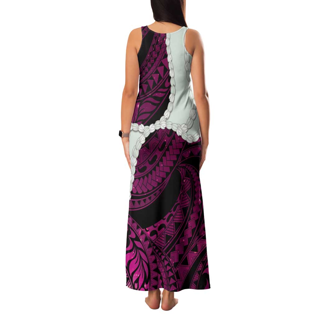 Pink Galaxy Polynesia Tribal Octopus Tattoo Family Matching Tank Maxi Dress and Hawaiian Shirt Pikake Lei Polynesian Pattern