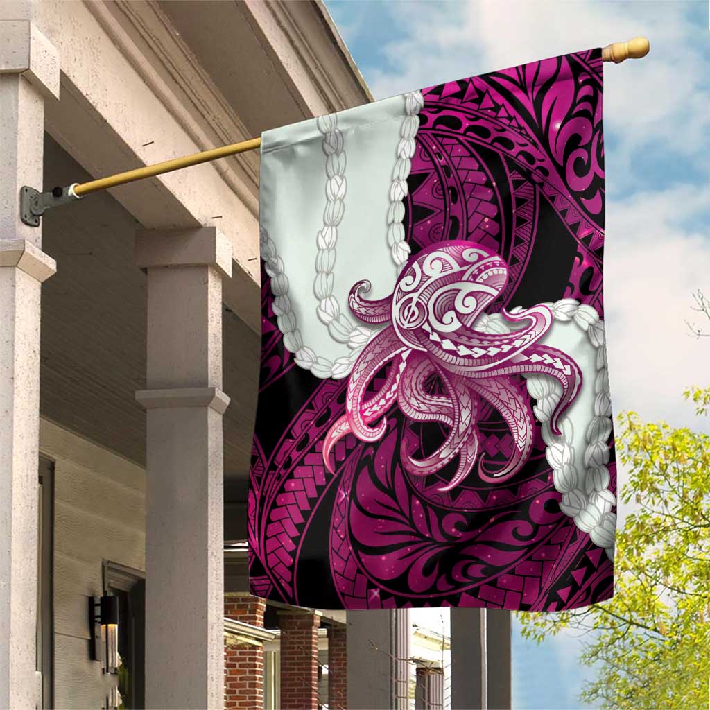 Pink Galaxy Polynesia Tribal Octopus Tattoo Garden Flag Pikake Lei Polynesian Pattern