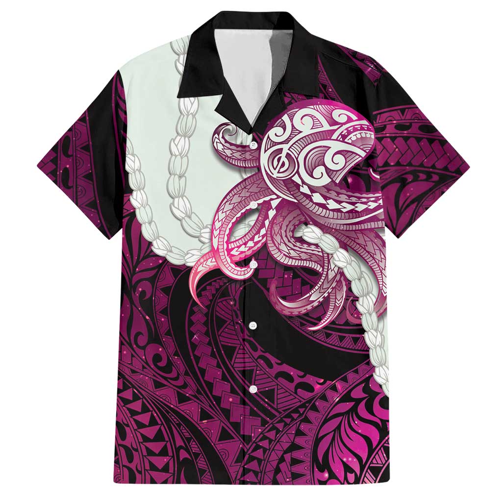 Pink Galaxy Polynesia Tribal Octopus Tattoo Hawaiian Shirt Pikake Lei Polynesian Pattern